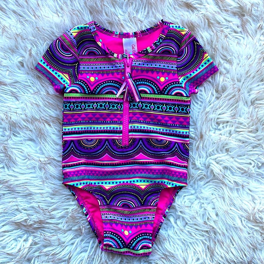 Cat & Jack Magenta/Multicolor Swimsuit Size 18 Months